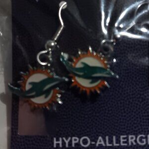 Miami Dolphins Logo NFL Dangle Earrings